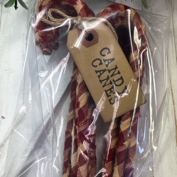 12 Primitive 6" BARN RED LG CK Fabric Candy Canes Christmas Ornaments farmhous… - Picture 10 of 11